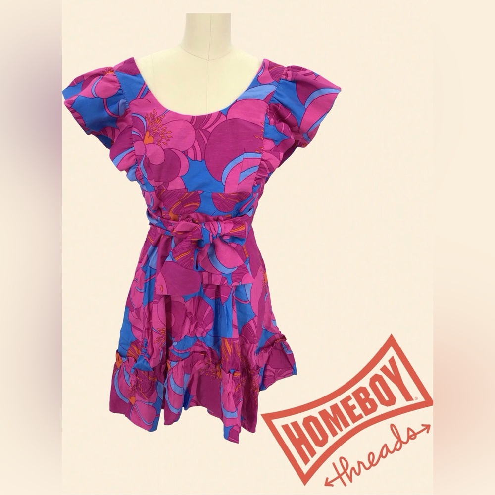 Tuckernuck Pink and Blue Floral Midi Dress